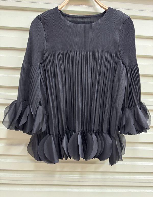 Temperament lotus leaf edges tops Western style T-shirt for women
