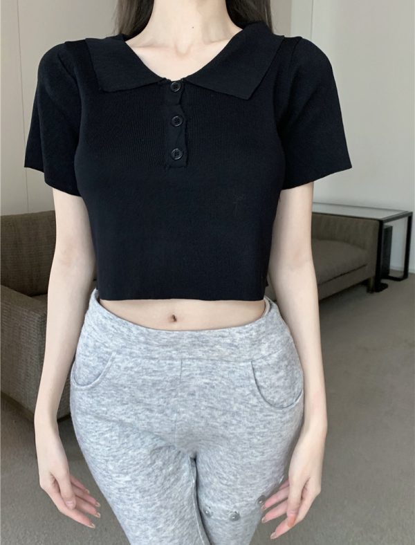Retro bottoming shirt short sleeve sweater